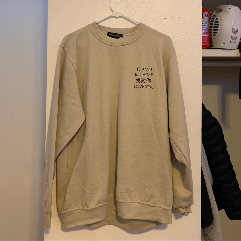 Tan Sweatshirt- I Love You in 4 languages